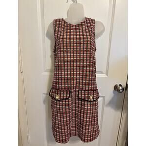 Zara Dress Sleeveless Gold Button Pockets Size M